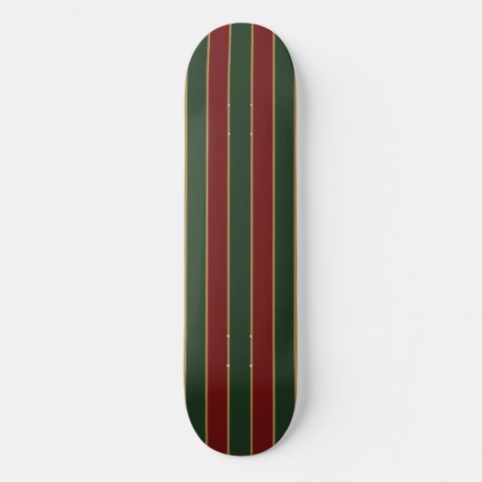 Skateboard Vert Noël Classique Et Rouge Avec Découpe Or (Recto)