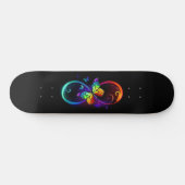 Skateboard Vibrant infinity with rainbow butterfly on black (Horz)