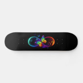 Skateboard Vibrant infinity with rainbow butterfly on black (Horz)