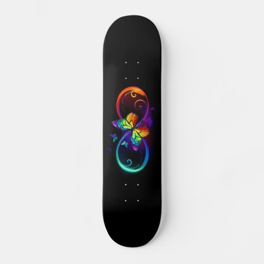 Skateboard Vibrant infinity with rainbow butterfly on black (Recto)