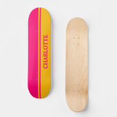 Skateboard Vibrant orange et rose chaud (Recto)
