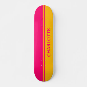 Skateboard Vibrant orange et rose chaud