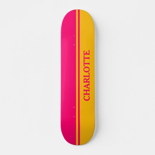 Skateboard Vibrant orange et rose chaud (Devant)