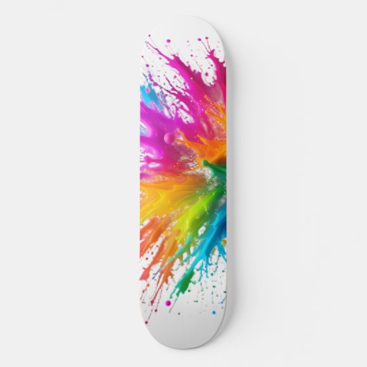 Skateboard Vibrant Rainbow Paint Splatter Explosion (Recto)