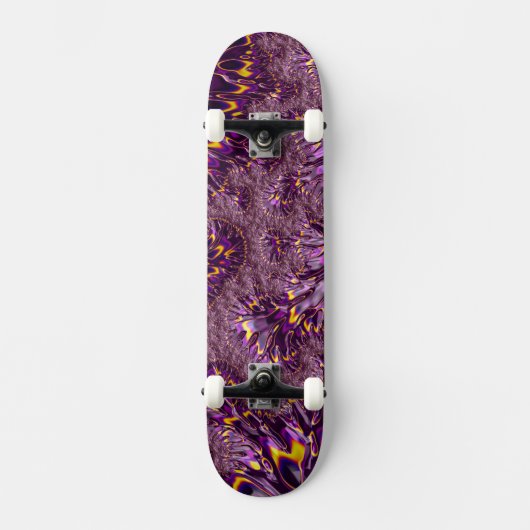 Skateboard Vibrant Trippy violet jaune Super Fractal Art (Recto)