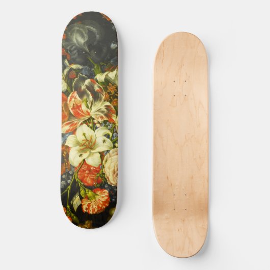 Skateboard Vie morte avec fleurs et fruits (Recto)