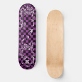 Skateboard Vieux tatouage Checkboard - pourpre et noir (Recto)