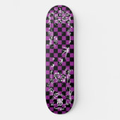 Skateboard Vieux tatouage Checkboard - pourpre et noir (Recto)