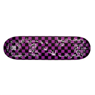 Skateboard Vieux tatouage Checkboard - pourpre et noir