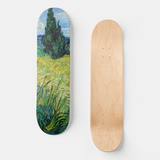 Skateboard Vincent van Gogh - Champ de blé vert avec Cypress (Recto)