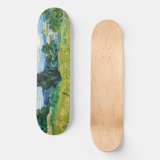 Skateboard Vincent van Gogh - Champ de blé vert avec Cypress (Recto)