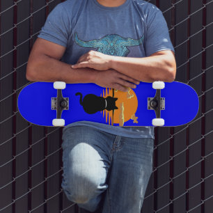 Skateboard vintage attente chat nature urbaine