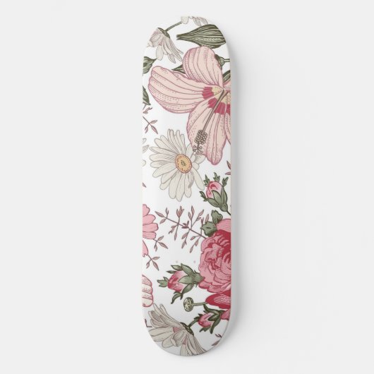 Skateboard Vintage Floral Pattern with Roses (Recto)