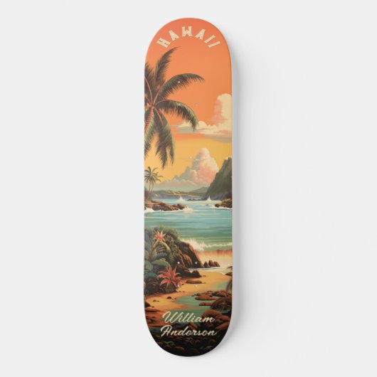 Skateboard Vintage Hawaii Beach Sunset (Recto)
