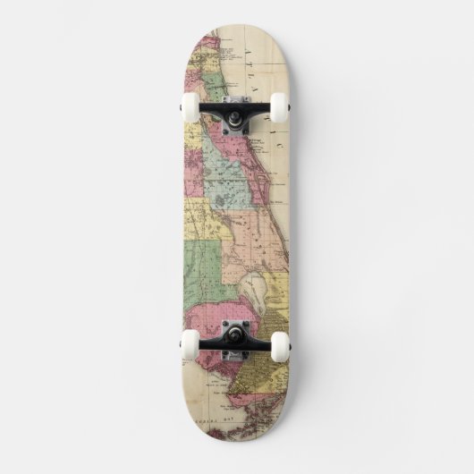 Skateboard Vintage Map of Florida (1870) (Recto)