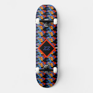Skateboard vintage Nature poisson monogramme personnalisation