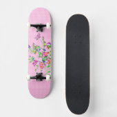 Skateboard Vintage pink rose polka-dots (Recto)