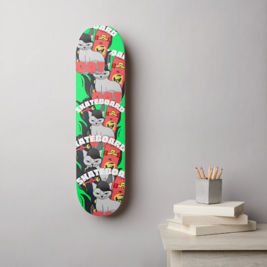 Skateboard vintage retro simple skate cat (Art mural)