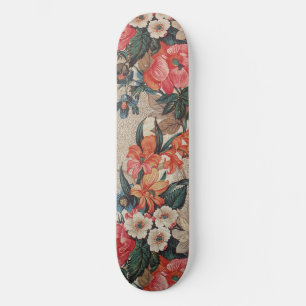 Skateboard Vintage rouge orange blanc motif