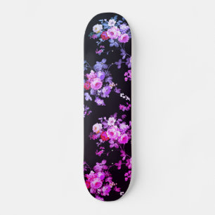 Skateboard Vintage Style Elegant Pink Gradient Roses Floral