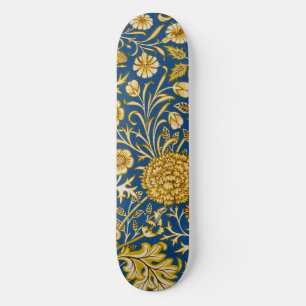 Skateboard Vintage William Morris Cherwell Bleu Art Floral