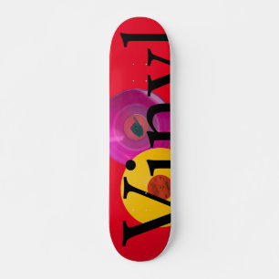 Skateboard vinyle à fleurs rouge