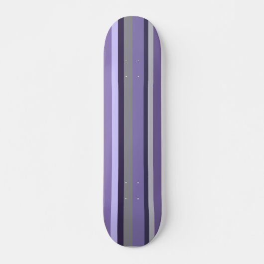 Skateboard Violet Lavande Gris Rayures Verticales (Devant)