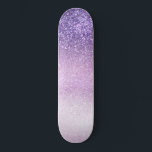 Skateboard Violet Lilac Pastel Purple ombre<br><div class="desc">This girly and chic design is perfect for the girly girl It depicts faux printed sparkly triple sparkly glitter ombre gradient of violet purple, lilac purple, and pastel purple. It's pretty, moderne, trendy, et unique. ***NOTE DE CONCEPTION For any custom design request such such matching product requests, color changes, placement...</div>