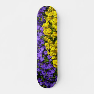 Skateboard Violons violets et jaunes colorés floraux