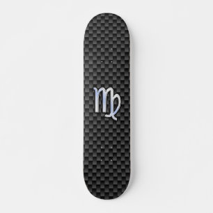 Skateboard Virgo Zodiac Sign on Charcoal Carbon Fiber Style