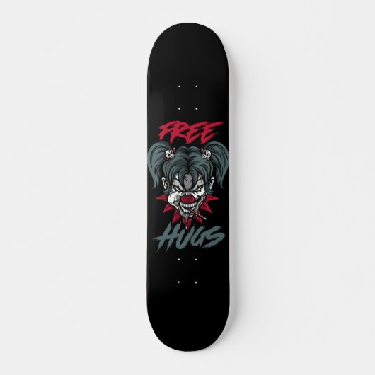 Skateboard Visage de clown effrayant des carreaux libres (Devant)