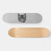 Skateboard Visage de Kitten noir et blanc sur gris (Horz)