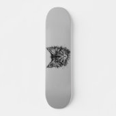 Skateboard Visage de Kitten noir et blanc sur gris (Devant)