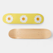 Skateboard Visage de smiley de fleur de marguerite (Horz)