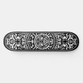 Skateboard Visage tribal polynésien noir et blanc (Horz)