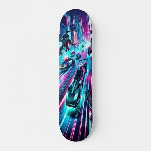 Skateboard "Vitesse de néon : cyberpunk Chase (Devant)
