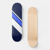 Skateboard Vivid Bleu Blanc Diagonal Stripes De Course Sur Ma (Recto)
