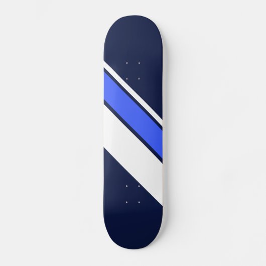 Skateboard Vivid Bleu Blanc Diagonal Stripes De Course Sur Ma (Recto)
