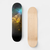Skateboard Vol de libellule verte lumineuse (Recto)