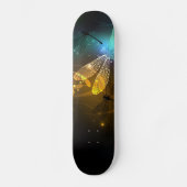 Skateboard Vol de libellule verte lumineuse (Recto)