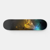 Skateboard Vol de libellule verte lumineuse (Horz)