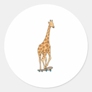 Skateboard voor Giraffe Ronde Sticker