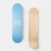 Skateboard Votre logo & ombre simple moderne | Bleu clair (Recto)
