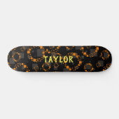 Skateboard Votre nom Black Demon Orange Cercles Carré Tendanc (Horz)