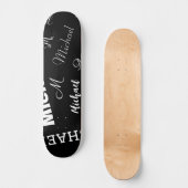 Skateboard Votre nom et monogramme motif personnalisé noir (Recto)