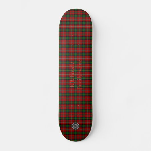 Skateboard Votre nom / initiales sur le Tartan de la famille  (Recto)