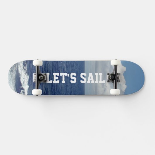 Skateboard Voyons Blue Ocean Fluffy White Clouds (Horz)