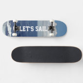 Skateboard Voyons Blue Ocean Fluffy White Clouds (Horz)