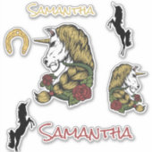 Skateboard Warrior Unicorn Gold Sticker (Voorkant)