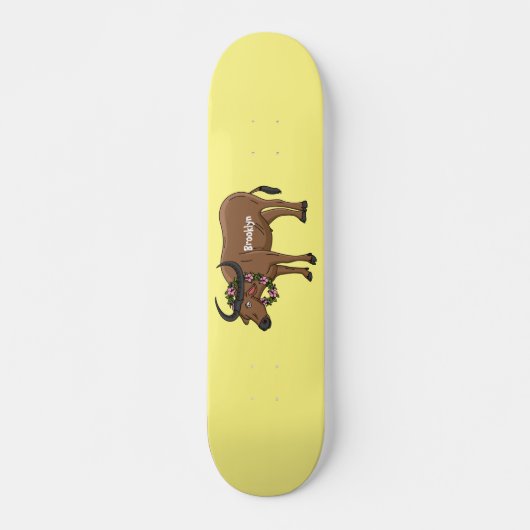 Skateboard Water buffalo with flowers (Devant)